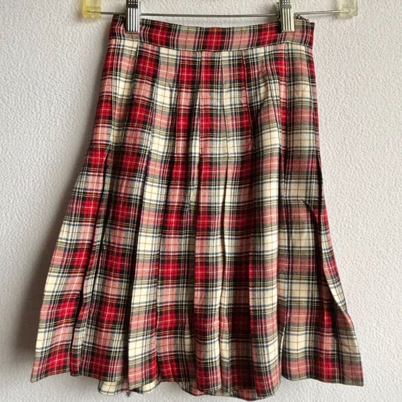 1950s 1960s Girl's Tartan Plaid Pleated Wrap Around Skirt Scottish Style - Picture 7 of 8